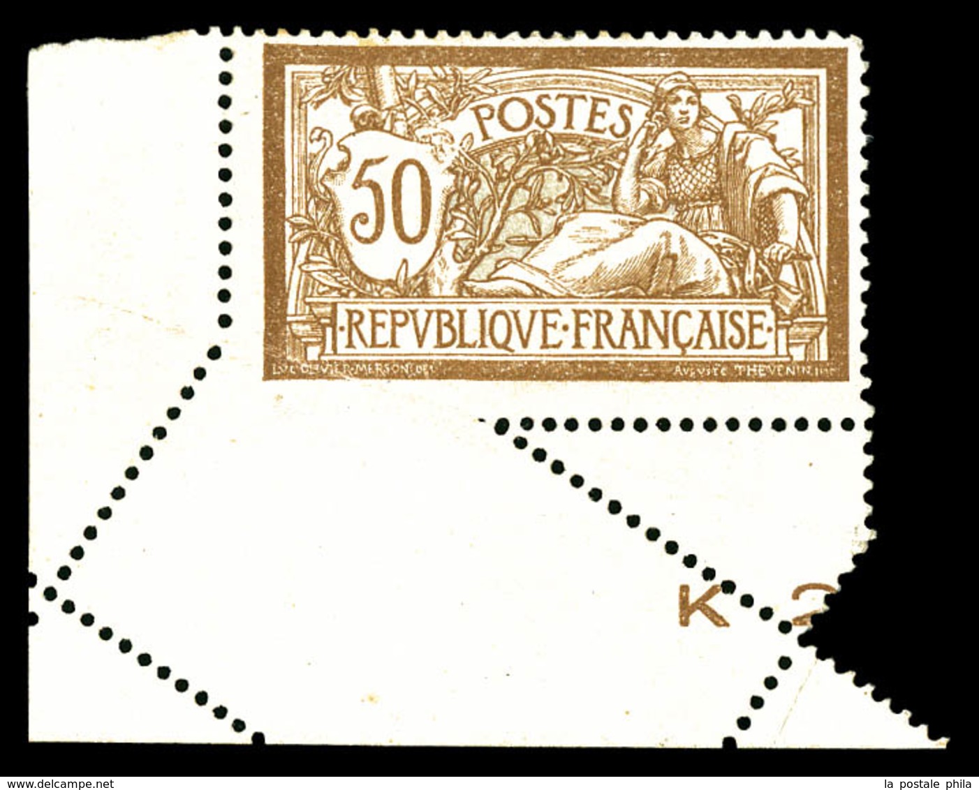 * N°120h, 50c Merson, Piquage Oblique Par Pliage Coin De Feuille. SUP (certificat)  Qualité: * - Unused Stamps