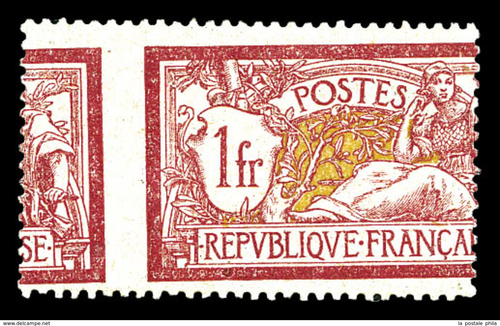 ** N°121, 1F Merson, Piquage à Cheval Horizontal. SUP (certificat)  Qualité: ** - Unused Stamps