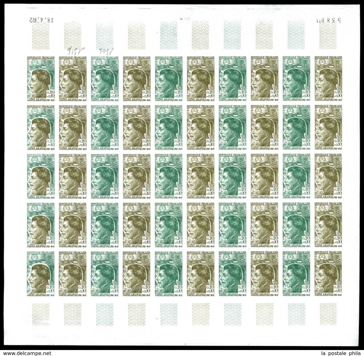 ** N°1345/50, Série Grands Hommes De 1962 En 6 Feuilles Complètes De 50 Exemplaires Dont 5 Multicolores, Datées. SUPERBE - Andere & Zonder Classificatie