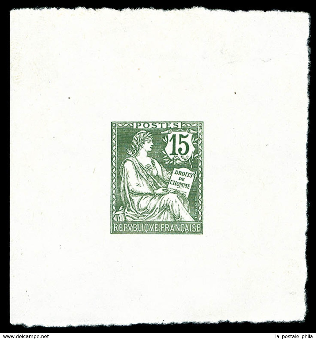 (*) N°125, Mouchon, 15c: épreuve Couleur Non Adoptée Vert, Très Jolie Pièce (certificat)  Qualité: (*) - Artistenproeven