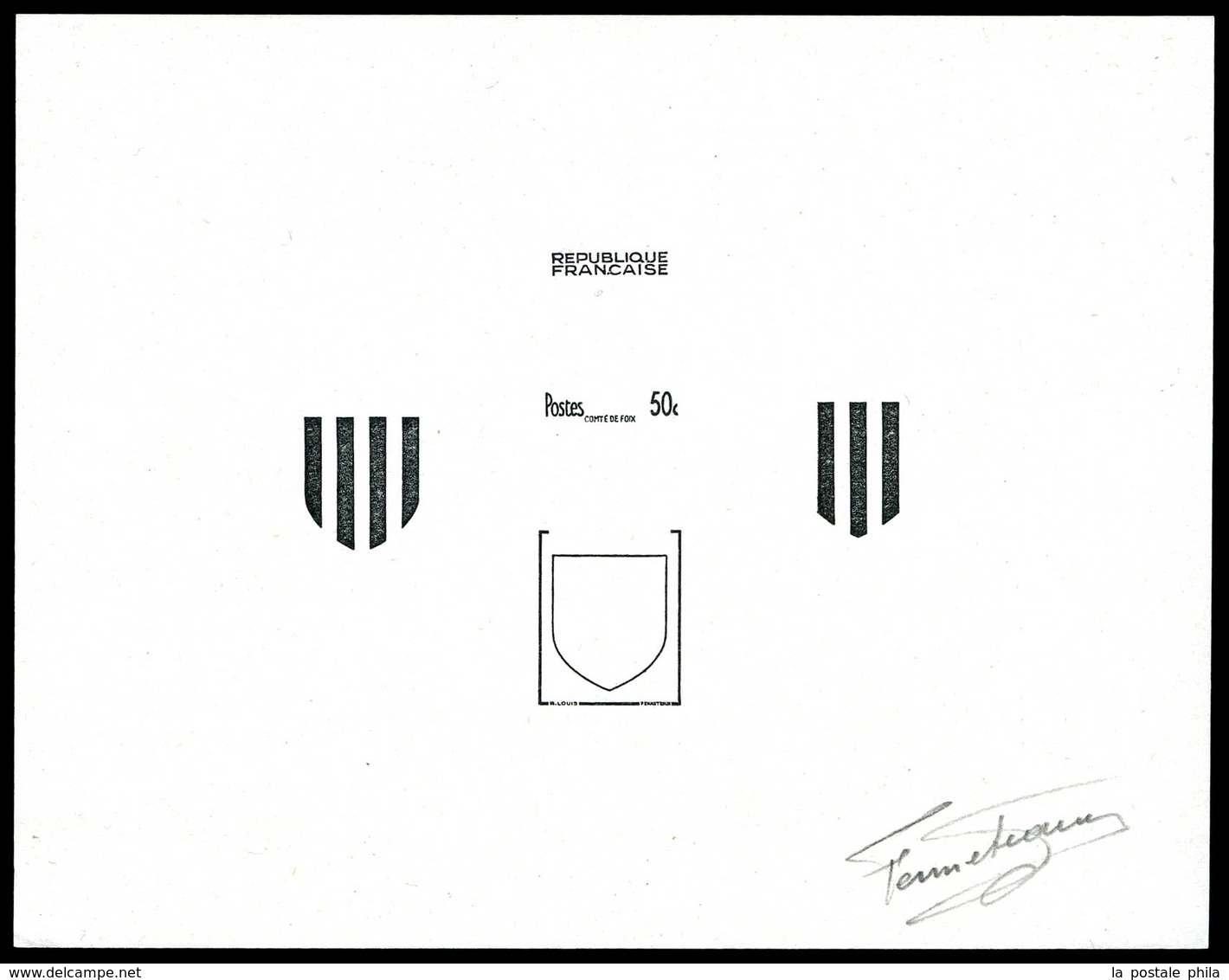 (*) N°1044, 50c Comté De Foix, épreuve De Décomposition Signée. TTB  Qualité: (*)  Cote: 350 Euros - Artist Proofs