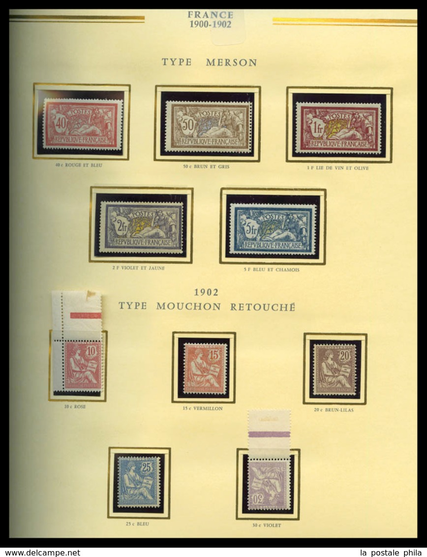 ** 1900/2000: Collection de timbres neufs** depuis 1900 (quelques Sage et divers en neufs), quasi complet dont Mouchon,