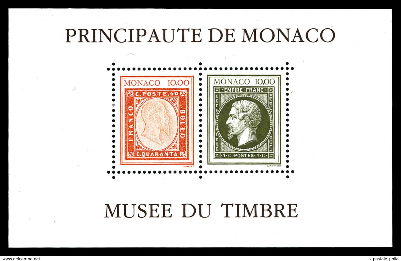 ** MONACO, Blocs Et Feuillets: N°58A, Musée Du Timbre: Sans Cachet à Date (Non émis), SUP (certificat)  Qualité: **  Cot - Blocks & Sheetlets