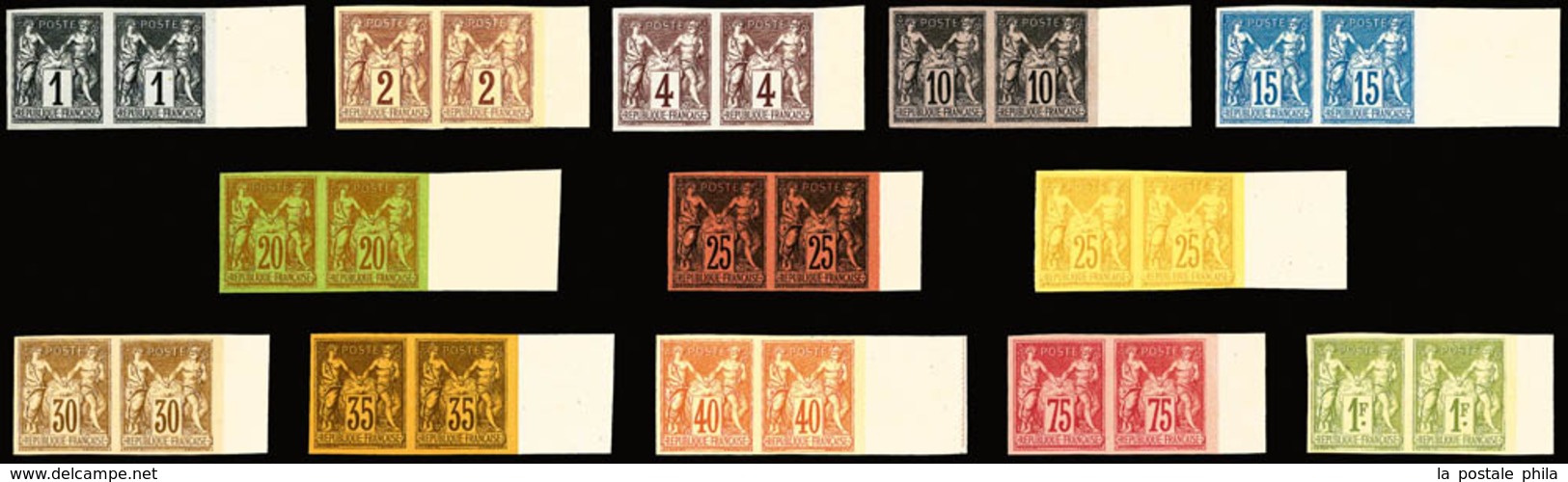 (*) COLONIES GENERALES, SAGE, Tirage Spécial De 1900 Sur Bristol, On Ne Connait Que 2 Panneaux De 25 Timbres Découpés: 1 - Eagle And Crown