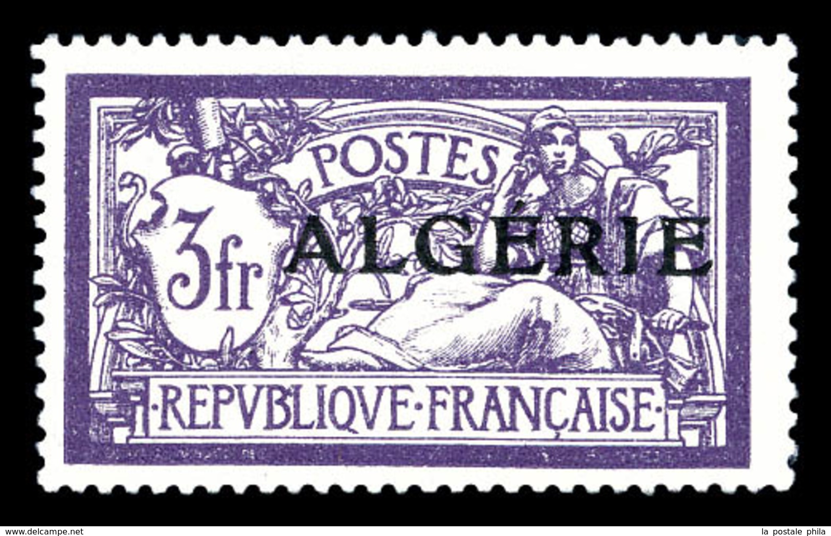 * ALGERIE, N°32a, 3f Merson, Sans Teinte De Fond. TTB (signé Brun)  Qualité: *  Cote: 380 Euros - Unused Stamps