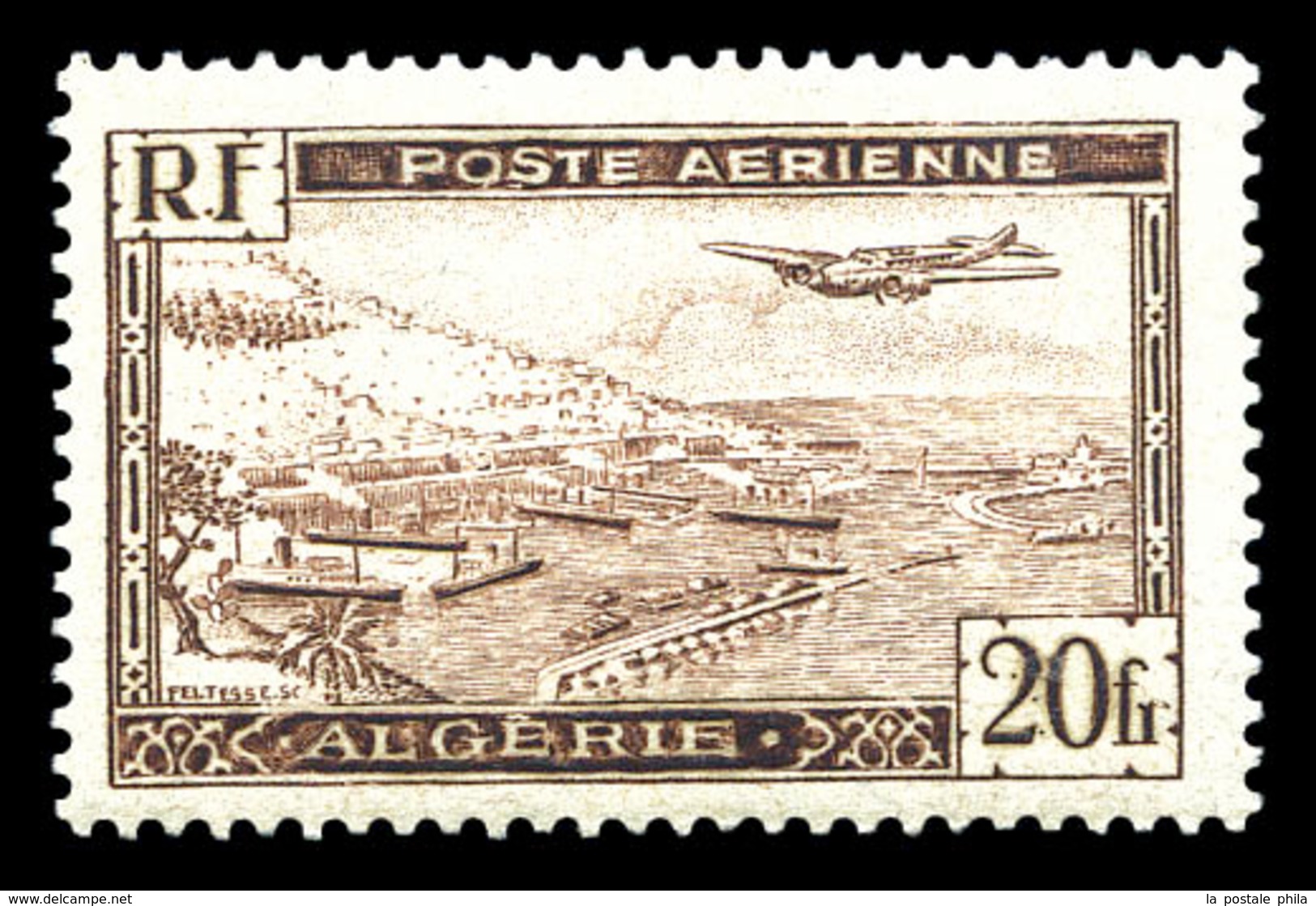 ** ALGERIE, PA: N°4A, Avion Survolant La Rade D'Alger Type II, TB  Qualité: **  Cote: 264 Euros - Neufs