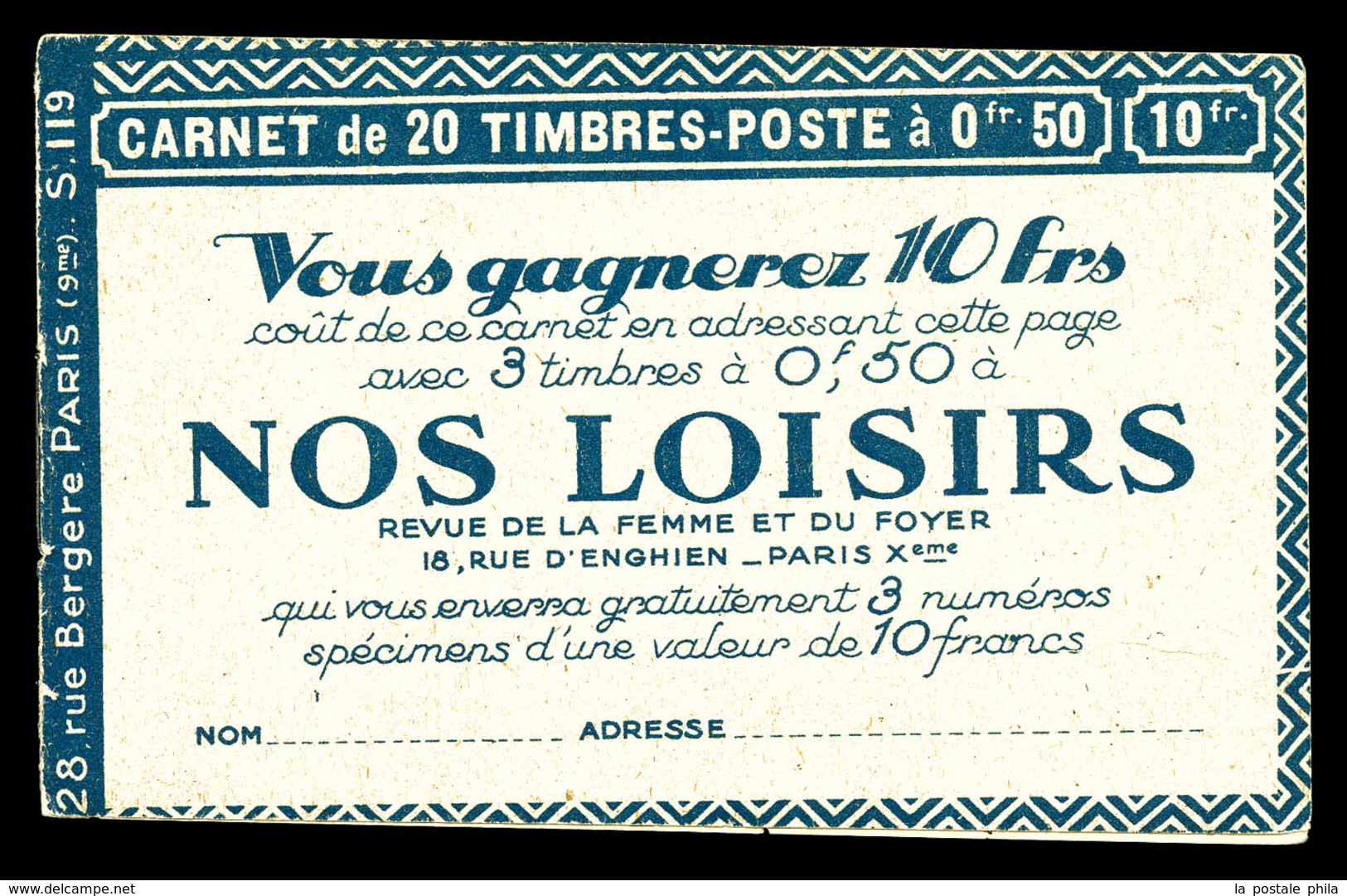 ** ALGERIE, Carnets: N°12, Série 119, NOS LOISIRS Et GUYOT, Légère Adhérence. TB  Qualité: **  Cote: 500 Euros - Unused Stamps