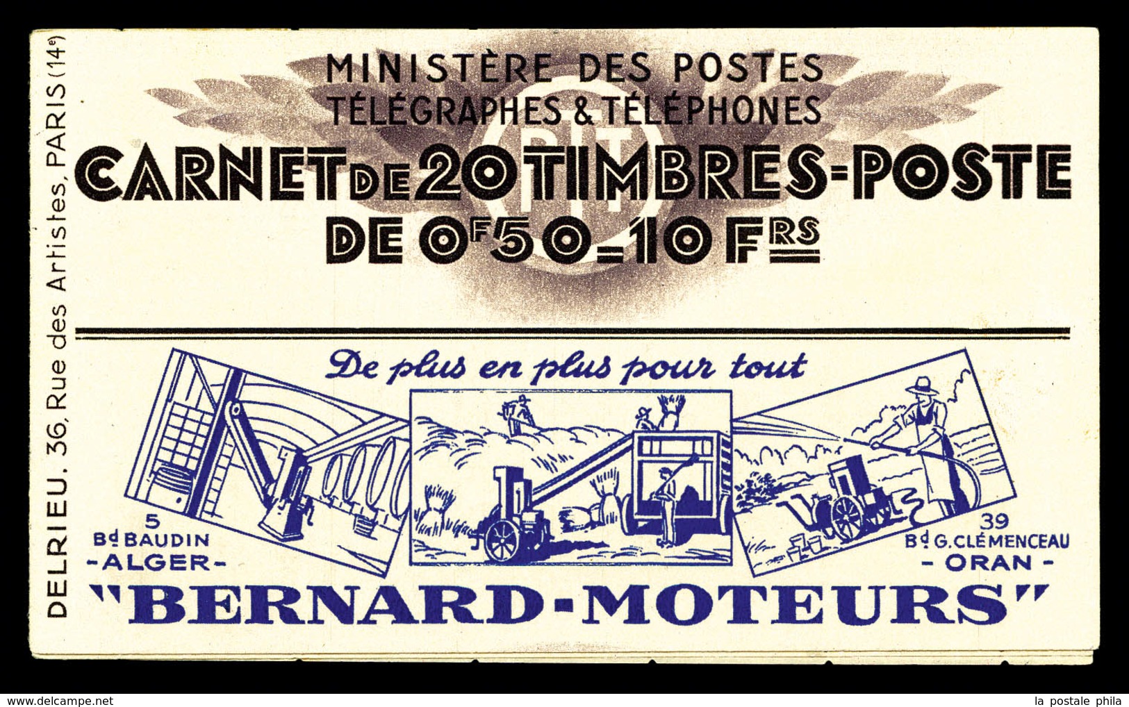 ** ALGERIE, Carnets: N°18, Série 1, BARNARD MOTEURS Et GALERIES BARBES. TB (certificat)  Qualité: **  Cote: 950 Euros - Unused Stamps