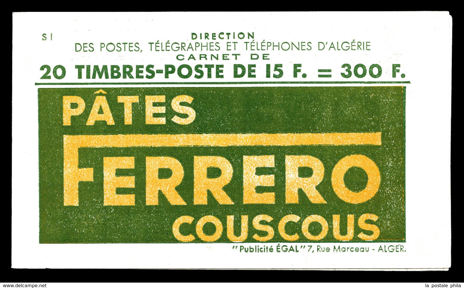 ** ALGERIE, Carnets: N°24, Série S1, FERRERO COUSCOUS Et BP. TB  Qualité: **  Cote: 450 Euros - Unused Stamps