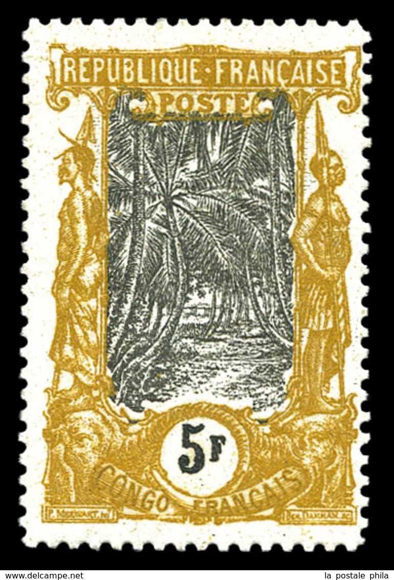 * CONGO, N°41a, 5f Moutarde Et Noir. TTB (certificat)  Qualité: *  Cote: 1000 Euros - Unused Stamps