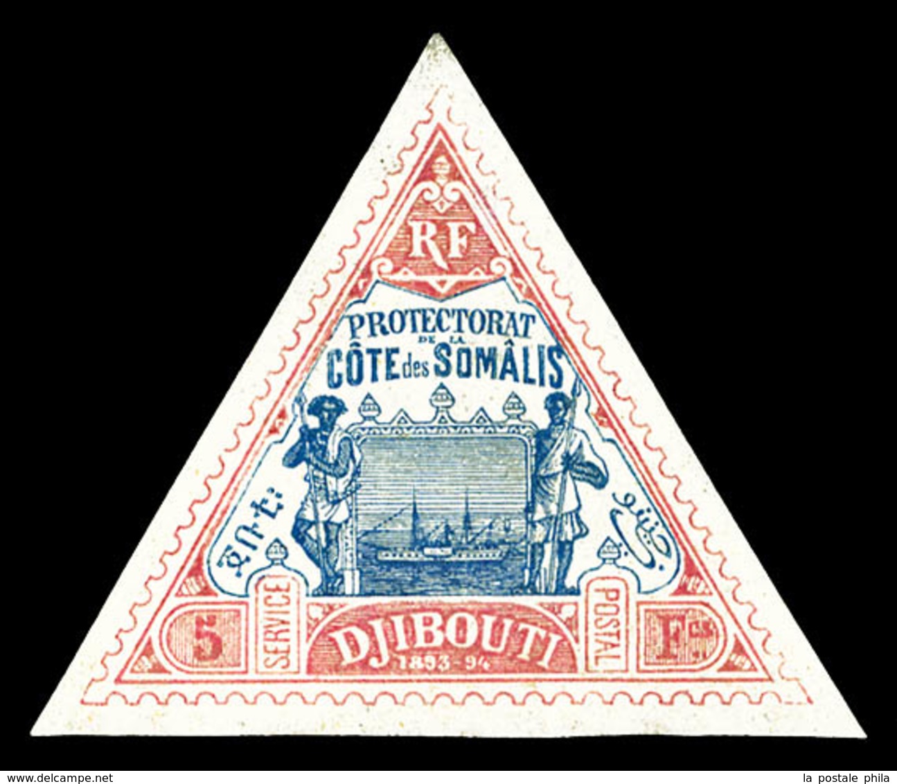 * COTE DES SOMALIS, N°19, 5F Rose Et Bleu, TB  Qualité: *  Cote: 250 Euros - Unused Stamps