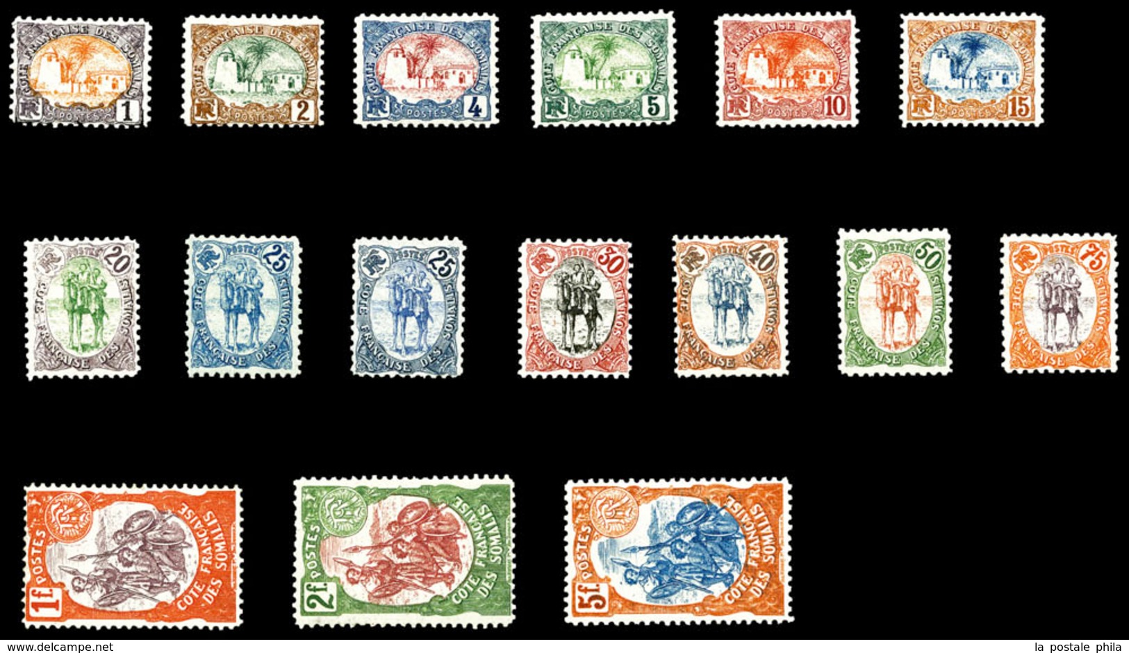 * COTE DES SOMALIS, N°37/52, Série Complète De 1902, Les 16 Val TB  Qualité: *  Cote: 330 Euros - Unused Stamps
