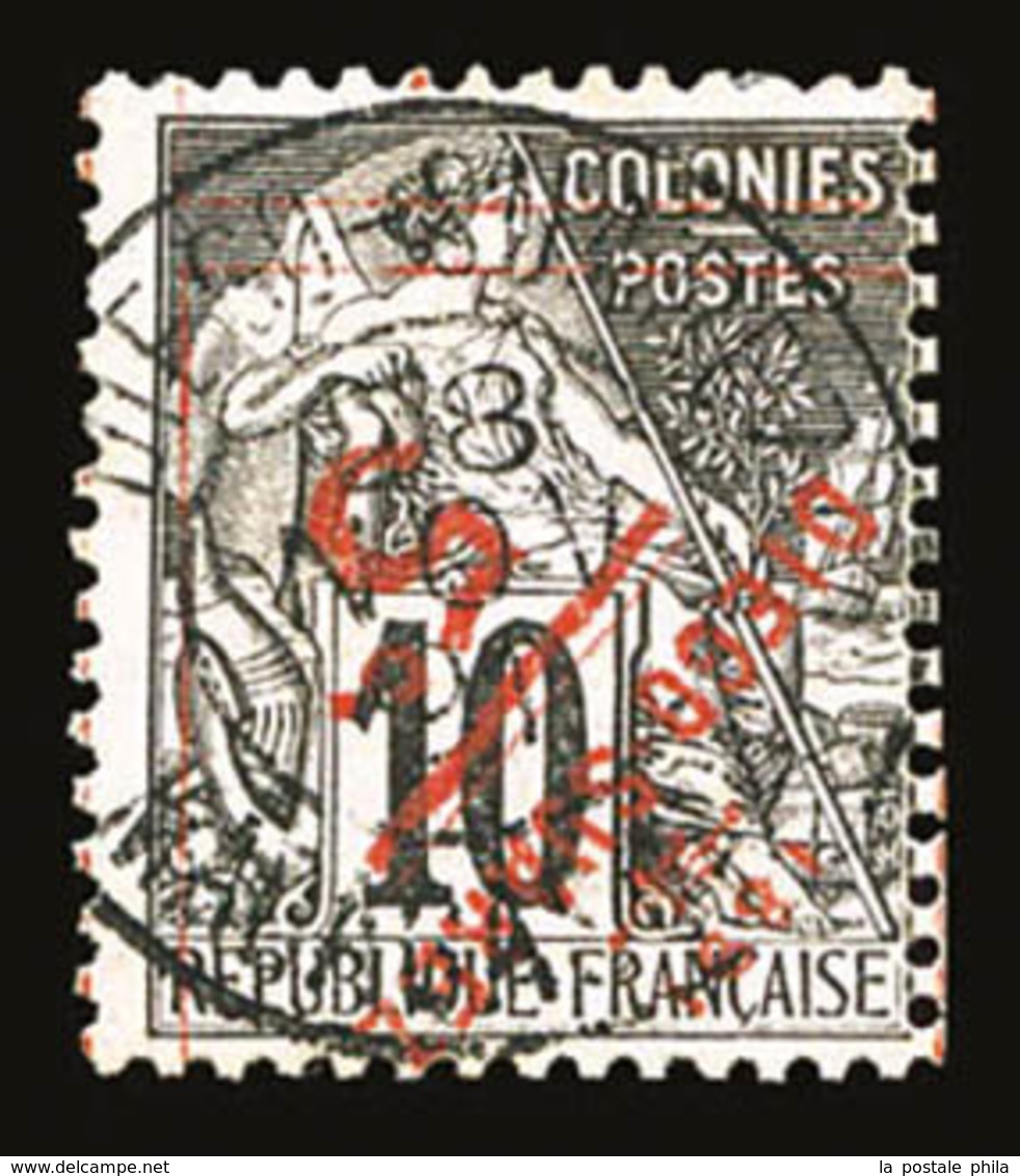O DIEGO SUAREZ, N°11a, 5c Sur 10c Noir Sur Lilas: SURCHARGE RENVERSEE, SUPERBE (certificat)  Qualité: O  Cote: 450 Euros - Used Stamps