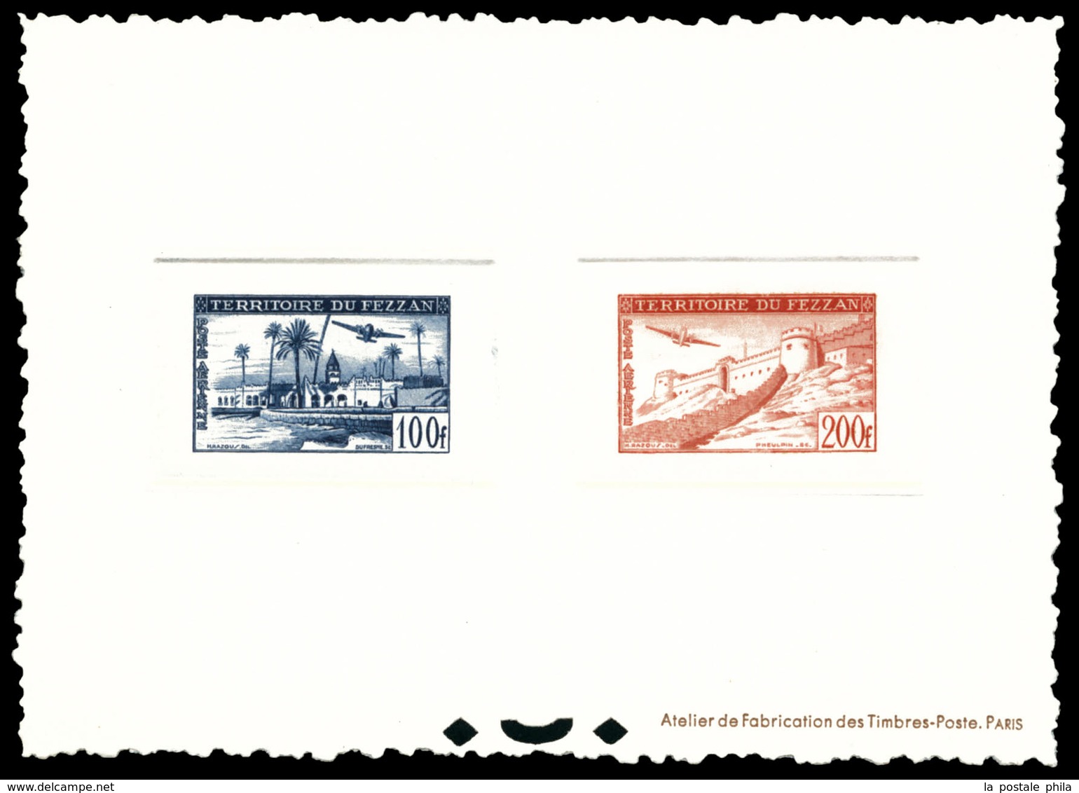 (*) FEZZAN, N°6/7, Paire En épreuve Collective. TTB  Qualité: (*) - Unused Stamps