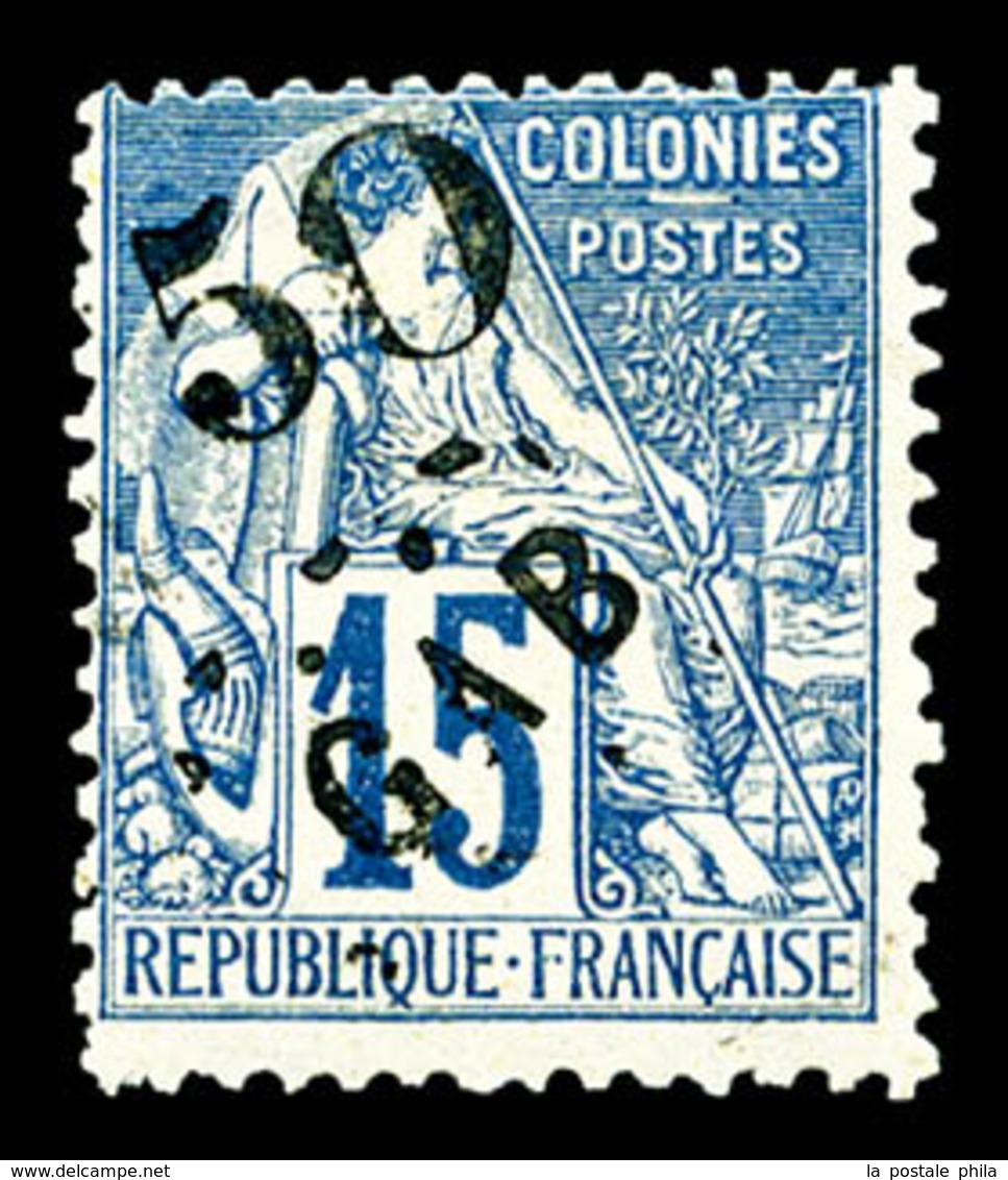 * GABON, N°4, 50 Sur 15c Bleu, R.R. SUP (certificat)  Qualité: *  Cote: 1700 Euros - Unused Stamps