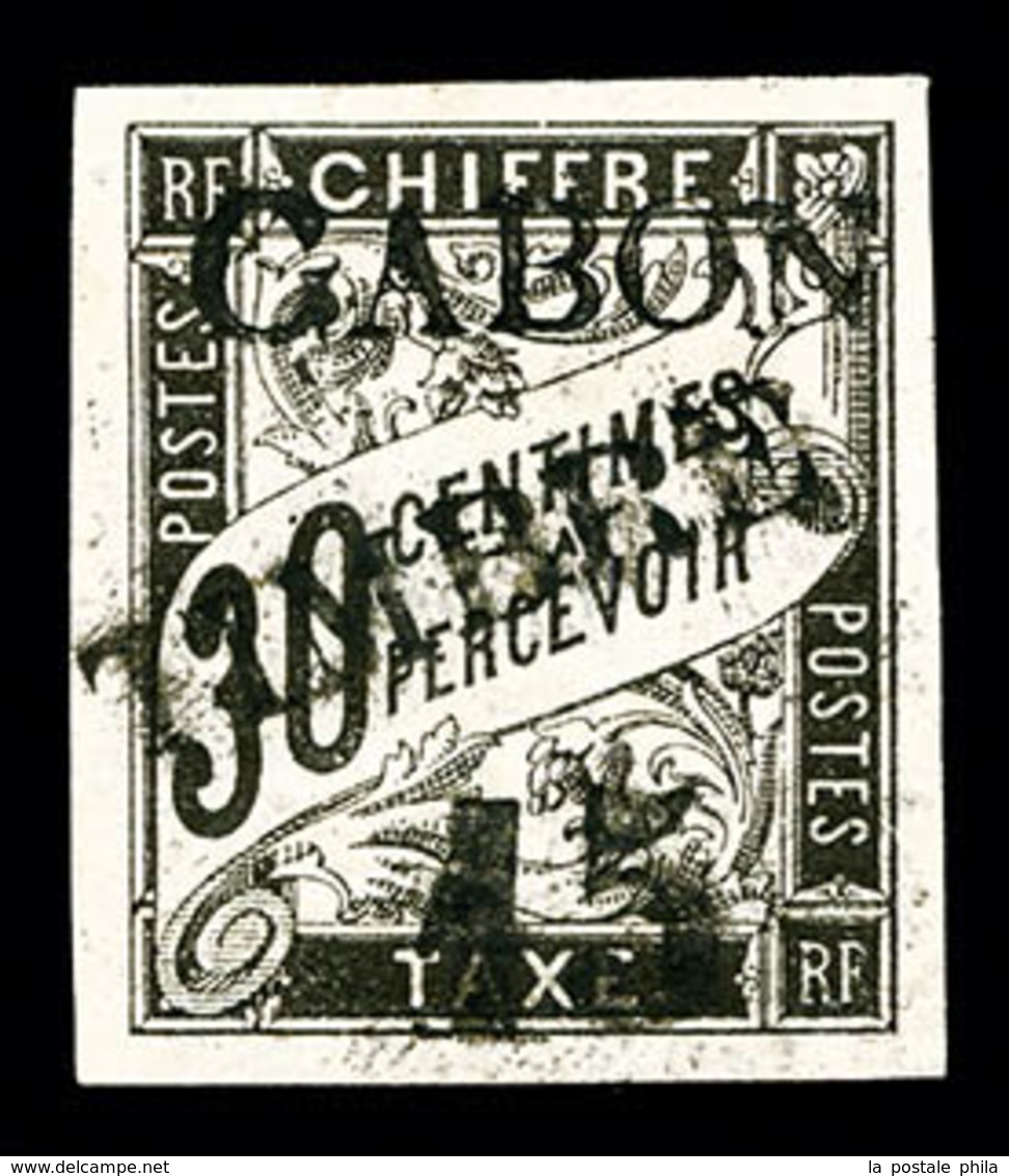 * GABON, N°12, 15 Sur 30c Noir (tirage 250 Exemplaires), Quatre Belles Marges, PIECE SUPERBE ET RARE (signé/certificat)  - Unused Stamps