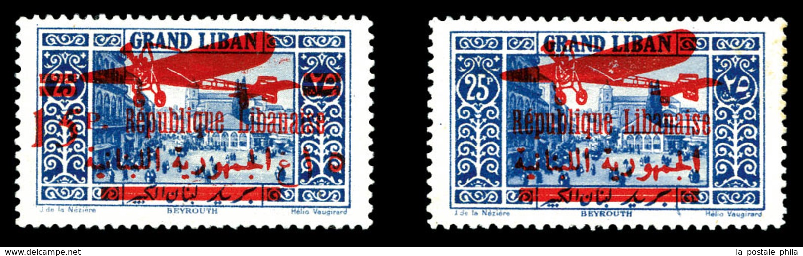 * GRAND LIBAN, PA: N° 36 Et 37 Avec Surcharge Bilingue. SUP  Qualité: *  Cote: 430 Euros - Unused Stamps