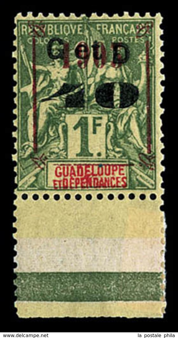 ** GUADELOUPE, N°52a, Type 'u': 40c Sur 1F Olive Bord De Feuille, Compo IV Case 48, Fraîcheur Postale, SUP  Qualité: **  - Ongebruikt