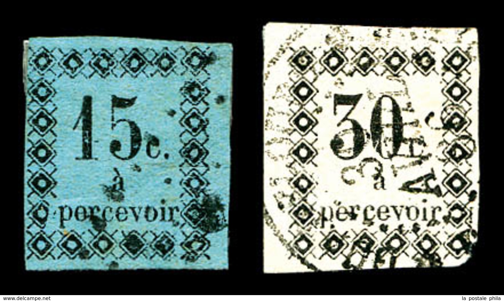 O GUADELOUPE, Taxe: N°4/5a, 15c. Noir Sur Bleu Pâle Et 30c Noir (sans Point Après C). TB  Qualité: O  Cote: 370 Euros - Unused Stamps