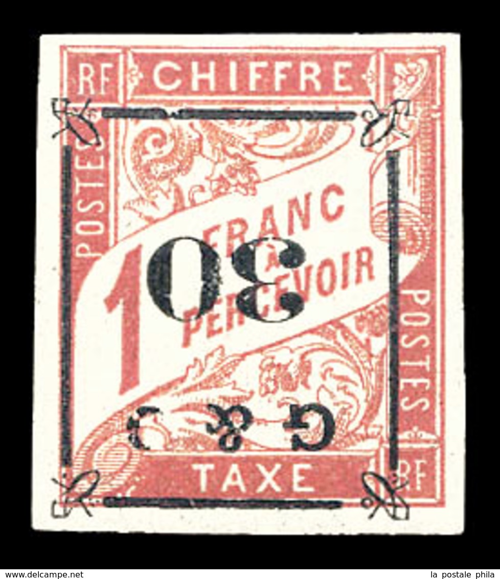 * GUADELOUPE, Taxe: N°14b, 30 Sur 1f Rose Sur Paille: 'surcharge Renversée'. SUP. R. (certificat)  Qualité: *  Cote: 110 - Ongebruikt