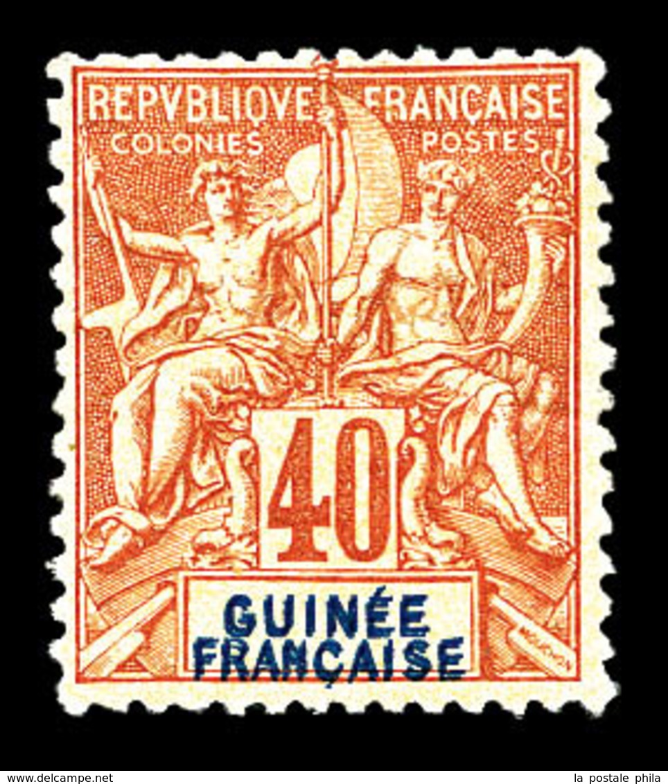 * GUINEE, N°10a, 40c Orange, Double Légende. SUP (certificat)  Qualité: *  Cote: 650 Euros - Unused Stamps