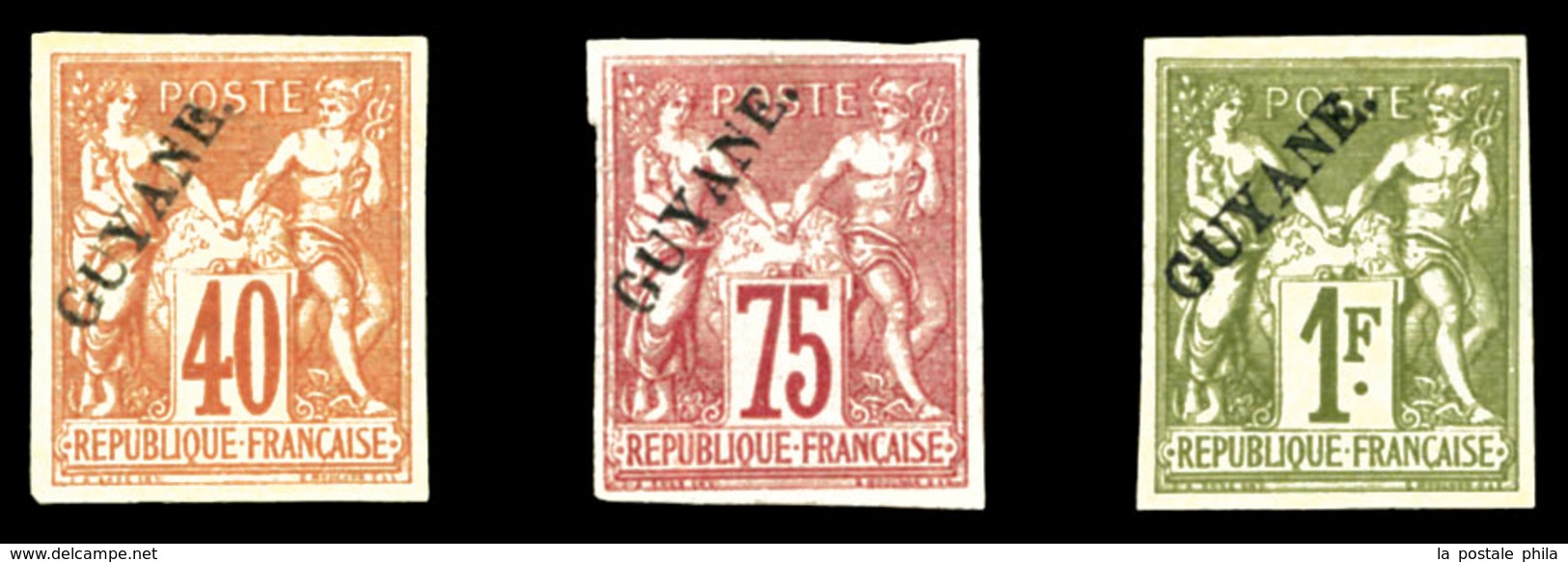 * GUYANE, N°13, 14 Et 15 (*), Les 3 Valeurs TB (certificat)  Qualité: *  Cote: 500 Euros - Unused Stamps