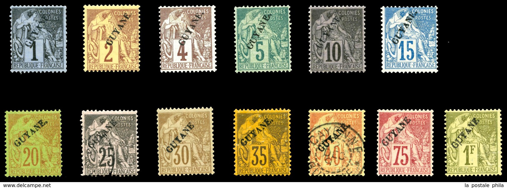 * GUYANE, N°16/28, Série Complète (N°23 Et 26 Obl), Les 13 Valeurs TB (certificat)  Qualité: *  Cote: 1343 Euros - Unused Stamps