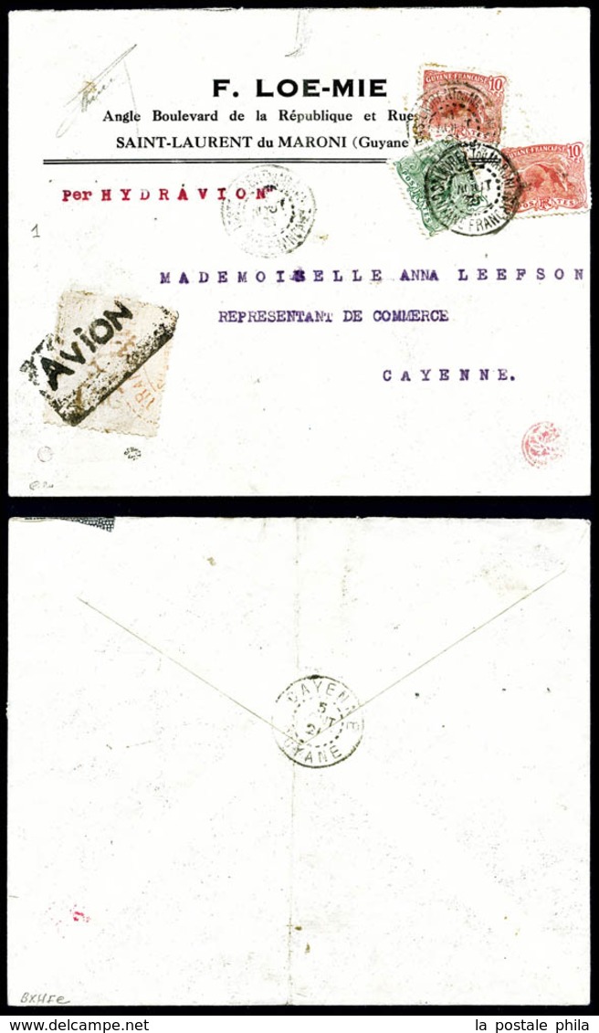 O GUYANE, PA: N°1, T.A.G, 75c Violet Sur Papier Grisâtre Avec Griffe 'AVION' Sur Lettre De St Laurent Du Maroni à Destin - Unused Stamps