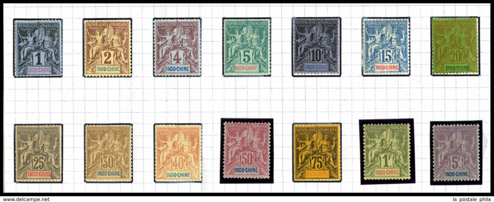 * INDOCHINE, N°3/16, Série Complète, Les 14 Valeurs TTB (certificat)  Qualité: *  Cote: 460 Euros - Used Stamps