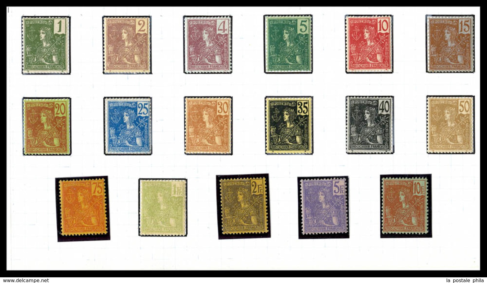 * INDOCHINE, N°24/40, Série Complète, Les 17 Valeurs TTB (certificat)  Qualité: *  Cote: 735 Euros - Used Stamps