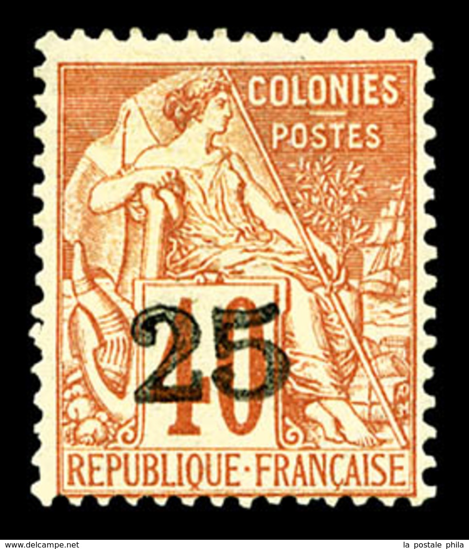 * MADAGASCAR, N°3, 25 Sur 40c Rouge-orange, TTB (signé Brun/certificat)  Qualité: *  Cote: 800 Euros - Unused Stamps