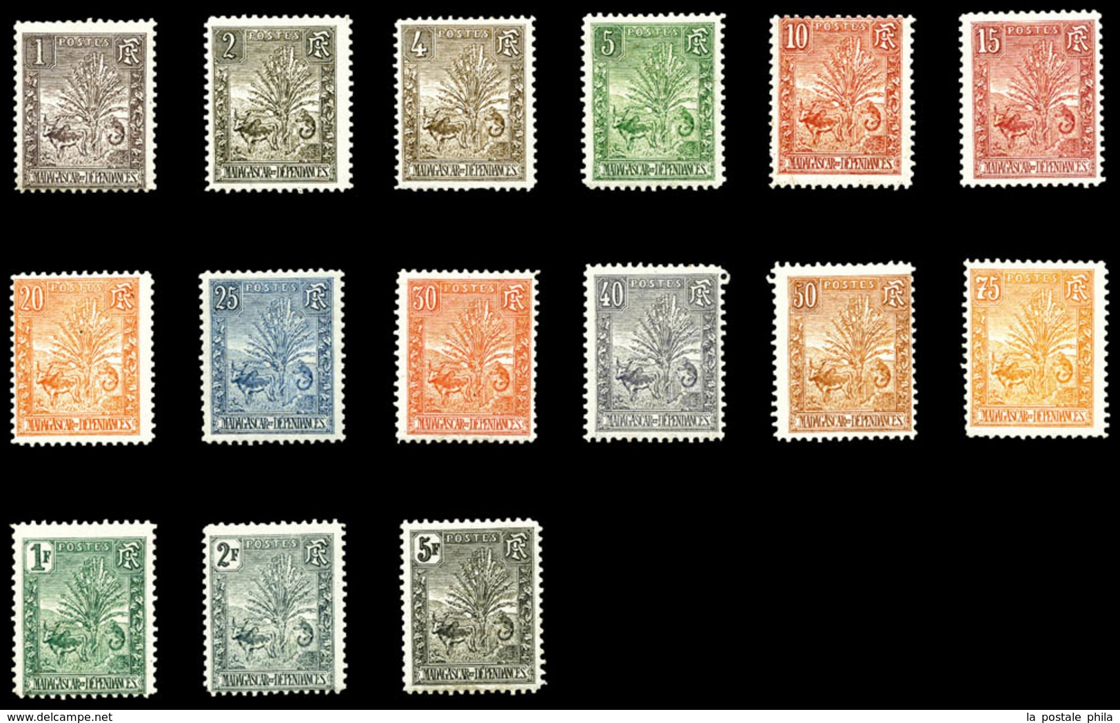 * MADAGASCAR, N°63/77, Série Zébu, Les 15 Valeurs TTB (certificat)  Qualité: *  Cote: 630 Euros - Unused Stamps