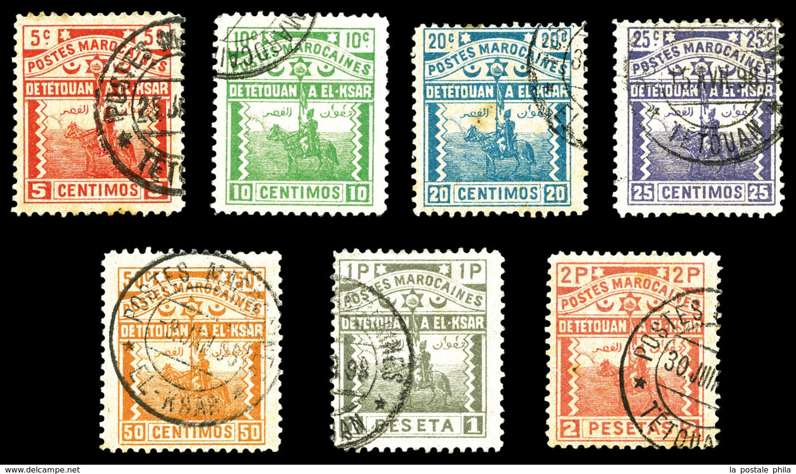 O MAROC POSTES LOCALES, N°154/160, Série Complète De 1897, Les 7 Exemplaires SUP (certificat)  Qualité: O  Cote: 1100 Eu - Locals & Carriers