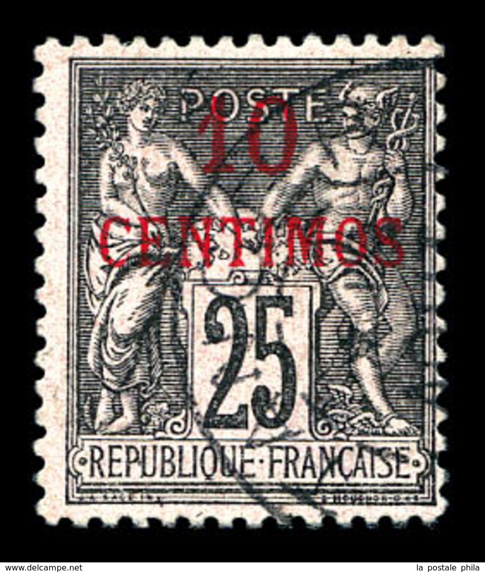 O MAROC BUREAUX FRANCAIS, N°5d, Erreur, 10c Sur 25c Noir Sur Rose. SUP. R.R (signé Brun/certificat)  Qualité: O  Cote: 1 - Used Stamps