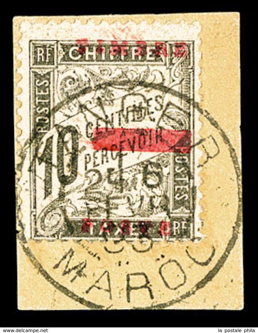 O MAROC BUREAUX FRANCAIS, N°10, 10c Noir Sur Son Support. TTB (signé/certificat)  Qualité: O  Cote: 900 Euros - Used Stamps