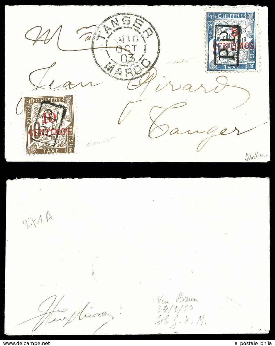 O MAROC BUREAUX FRANCAIS, N°18/19, Paire Surchargée 'P.P' (Port Payé), 5c Sur 5c Bleu Et 10c Sur 10c Brun Sur Petite Let - Used Stamps