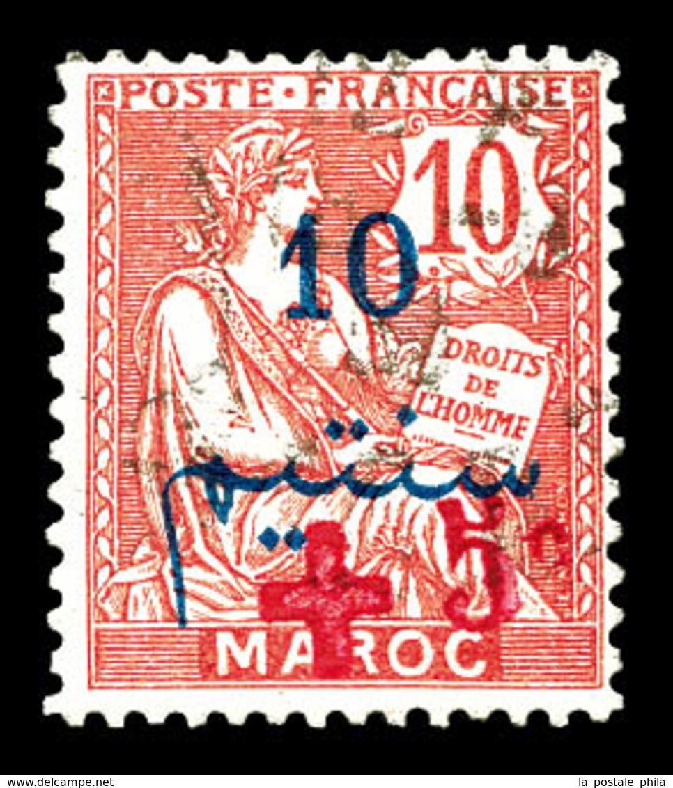 O MAROC BUREAUX FRANCAIS, N°56, +5c Sur 10c, Croix Rouge D'Oujda. SUP. R. (certificat)  Qualité: O  Cote: 1400 Euros - Used Stamps