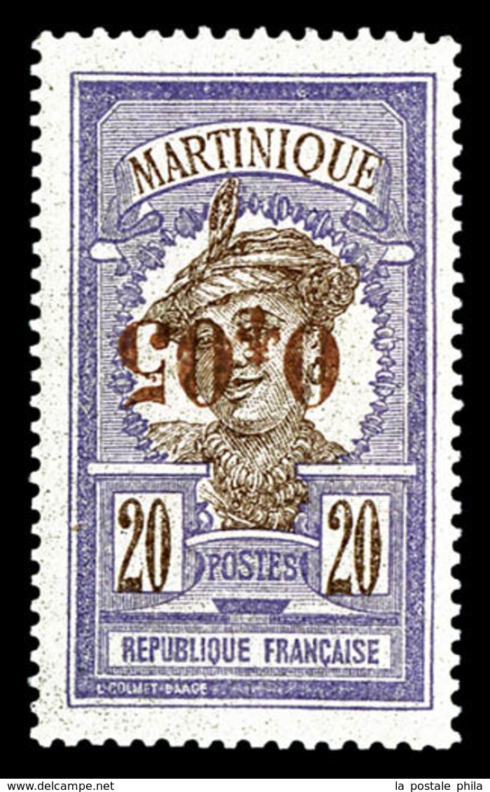 ** MARTINIQUE, N°106a, 5c Sur 20c Violet: Surcharge Renversée, TB (signé Calves)  Qualité: **  Cote: 200 Euros - Unused Stamps