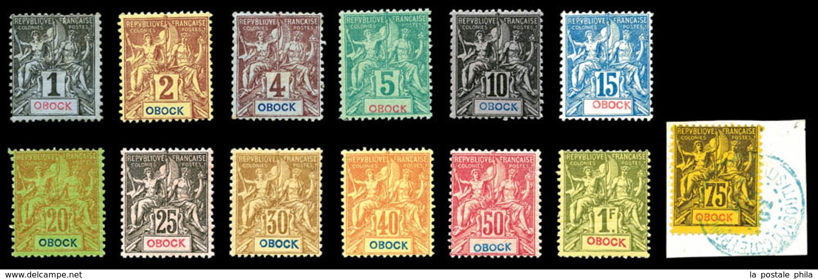 * OBOCK, N°32/44, Série Complète, (N°43 Obl). Les 13 Valeurs TB  Qualité: *  Cote: 292 Euros - Used Stamps