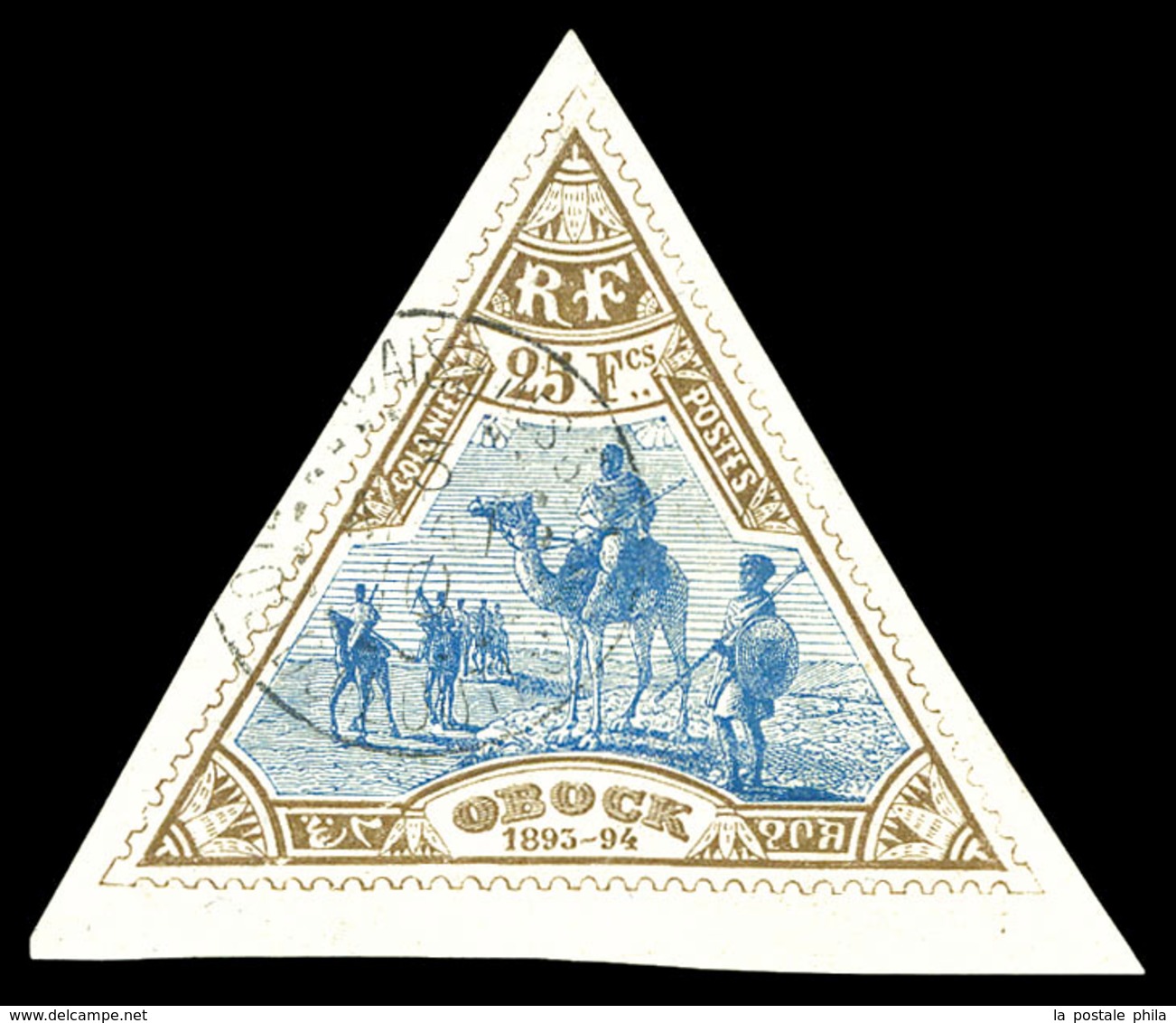 O OBOCK, N°63, 25f Bistre Et Bleu, Grandes Marges. SUP (signé Brun/certificat)  Qualité: O  Cote: 1000 Euros - Used Stamps