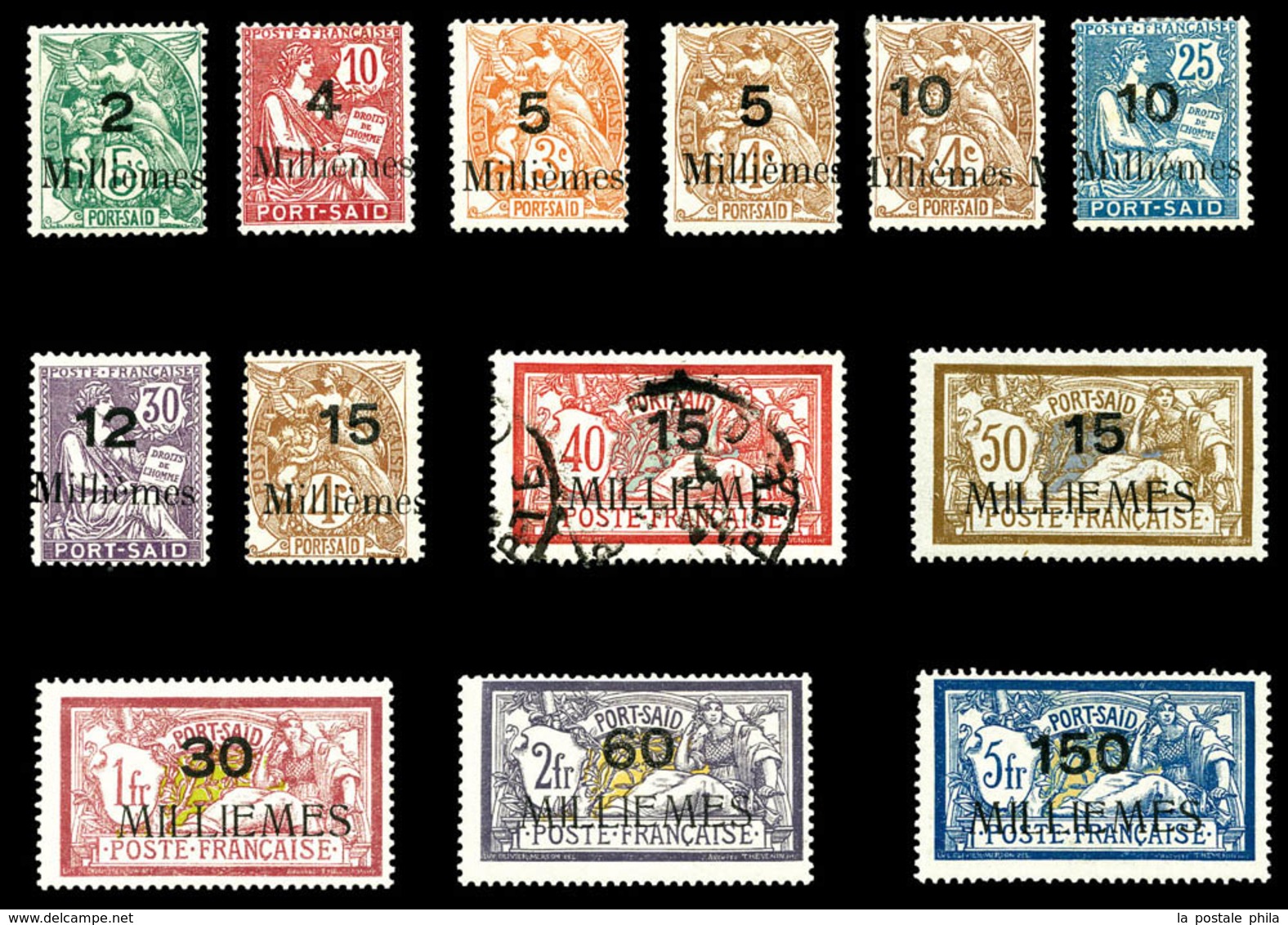 * PORT SAID, N°36/48, Série Complète (N°44 Obl), Les 13 Valeurs TTB (certificat)  Qualité: *  Cote: 960 Euros - Used Stamps