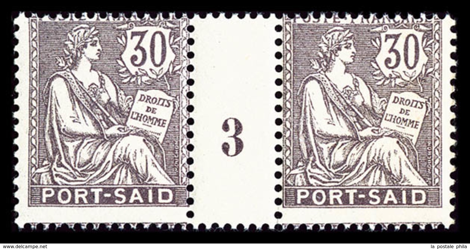 ** PORT SAID, Millésimes: N°24/29, Ensemble De 3 Paires: 5c Vert-bleu Millésime '1' (N°24), 20c Brun-lilas Millésime '2' - Used Stamps