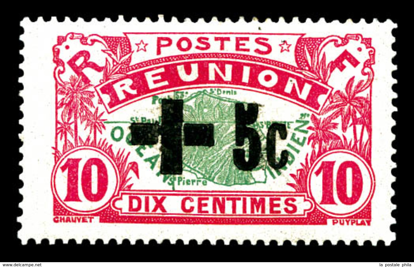 * REUNION, N°80, +5c Sur 10c, Surcharge Noire. TB  Qualité: *  Cote: 200 Euros - Unused Stamps