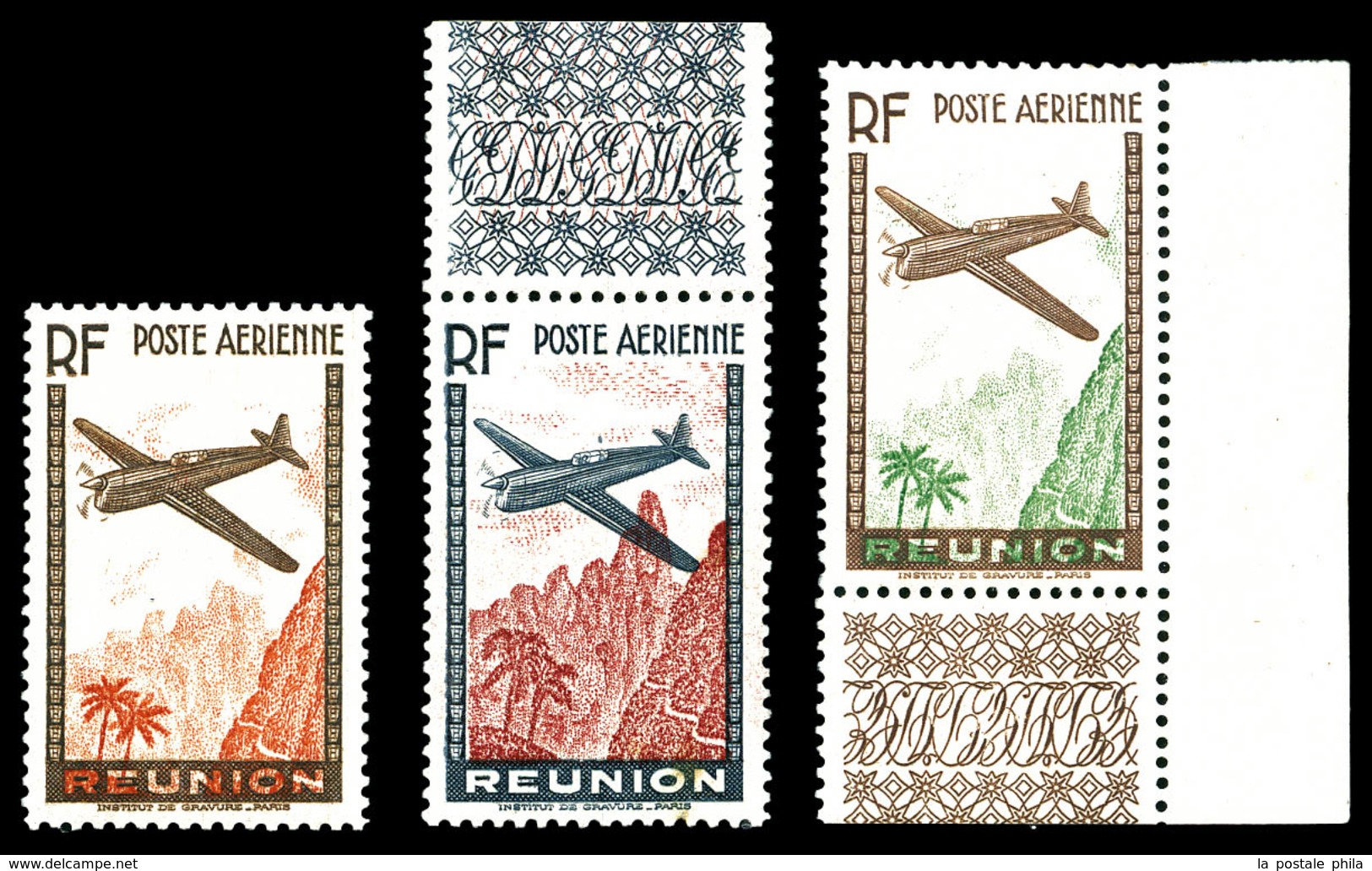 ** REUNION, PA: Chiffres De La Valeur Omis: N°2a (rousseurs), 3a Et 5b, Les 3 Exemplaires TB  Qualité: **  Cote: 428 Eur - Unused Stamps