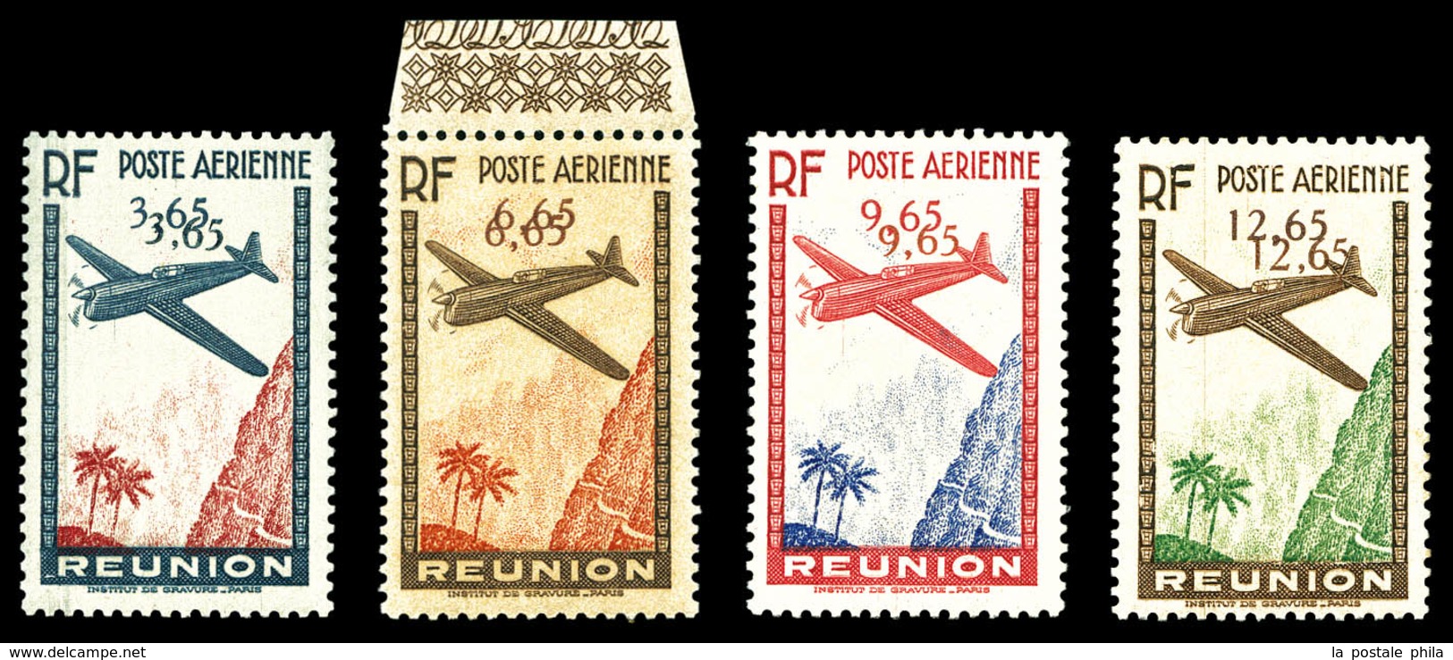 ** REUNION, PA: N°2c/5c, Série Complète Chiffres De La Valeur Doublés (N°4c Et 5c*), Les 4 Valeurs SUP (certificat)  Qua - Unused Stamps