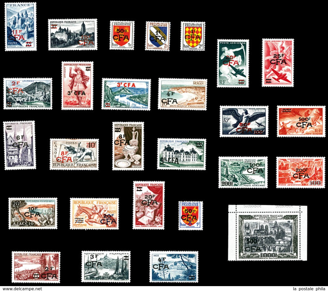 ** REUNION, Collections: 1949-1975, Poste.PA.Taxe: CFA Complet Présentée Sur Feuille Lindner. TTB  Qualité: **  Cote: 18 - Unused Stamps