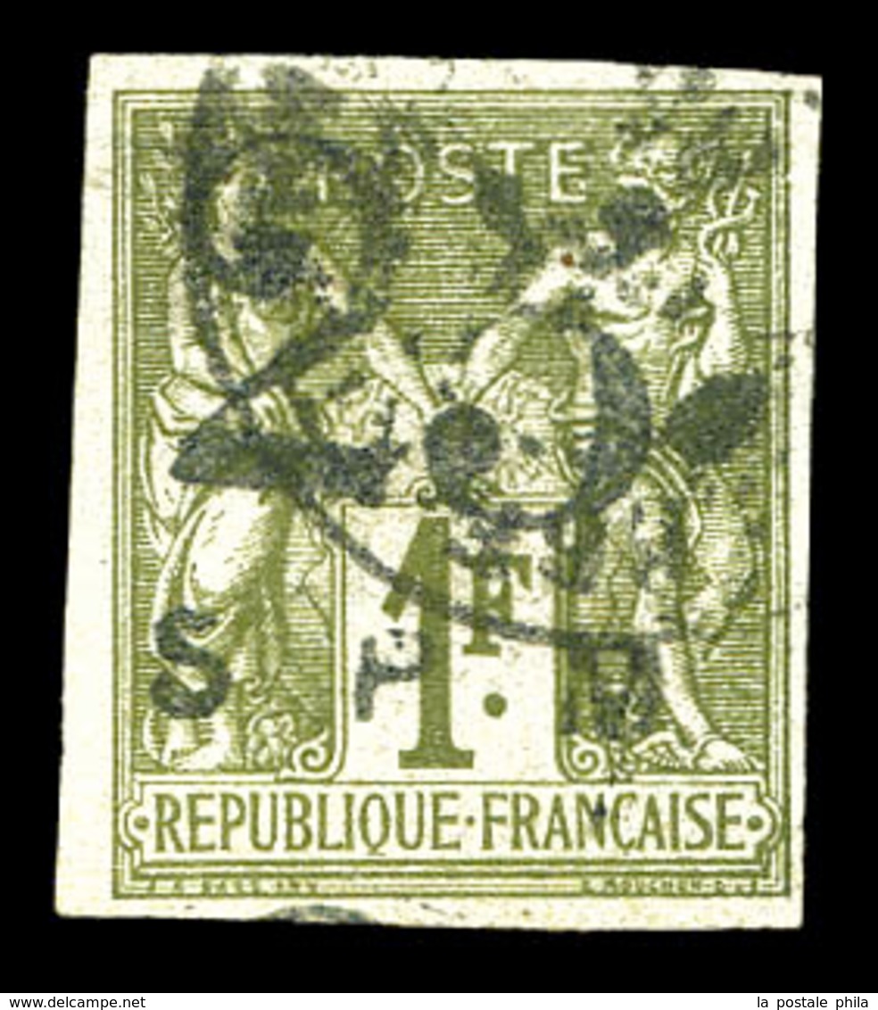 O SAINT PIERRE ET MIQUELON, N°3, 25 Sur 1f Olive Oblitéré Càd. SUP. R.R. (signé Brun/certificat)  Qualité: O  Cote: 2800 - Used Stamps