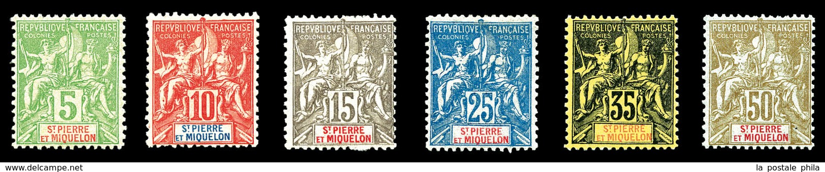 * SAINT PIERRE ET MIQUELON, N°72/77, Série De 6 Valeurs De 1900-08, N° 76 Nsg. TB  Qualité: *  Cote: 215 Euros - Used Stamps