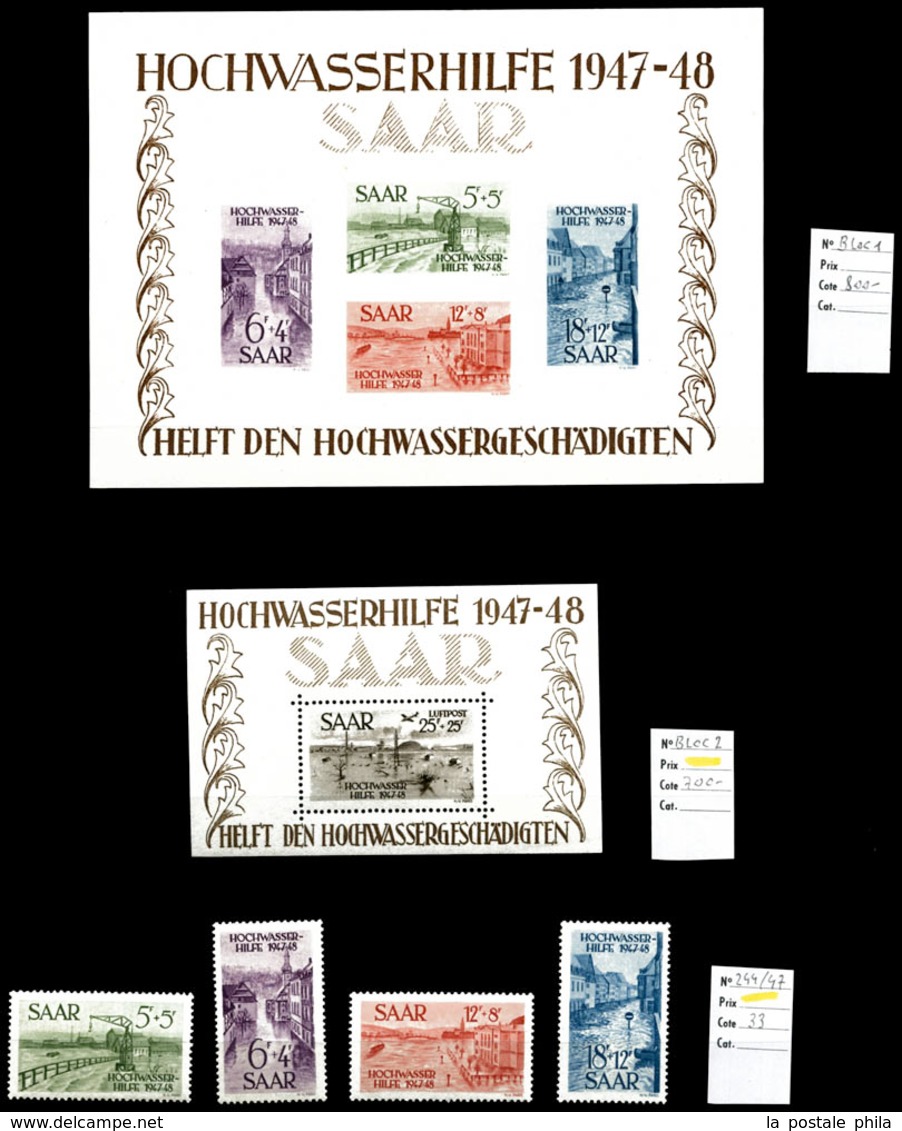 ** SARRE, Collections: Collection Complète De 1947 à 1959, Dont Bloc N°1 Et 2, PA 13. TB  Qualité: **  Cote: 3328 Euros - Autres & Non Classés