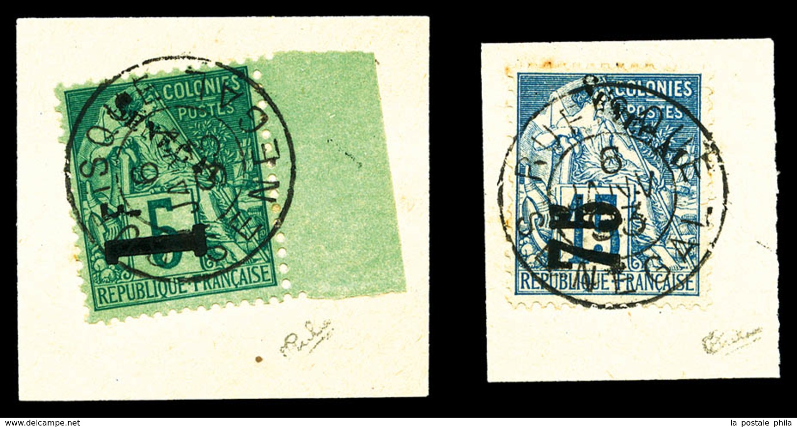 O SENEGAL, N°6/7, Timbres Des Colonies Surchargés, Les 2 Valeurs TB (signé Calves/certificat)  Qualité: O  Cote: 440 Eur - Used Stamps